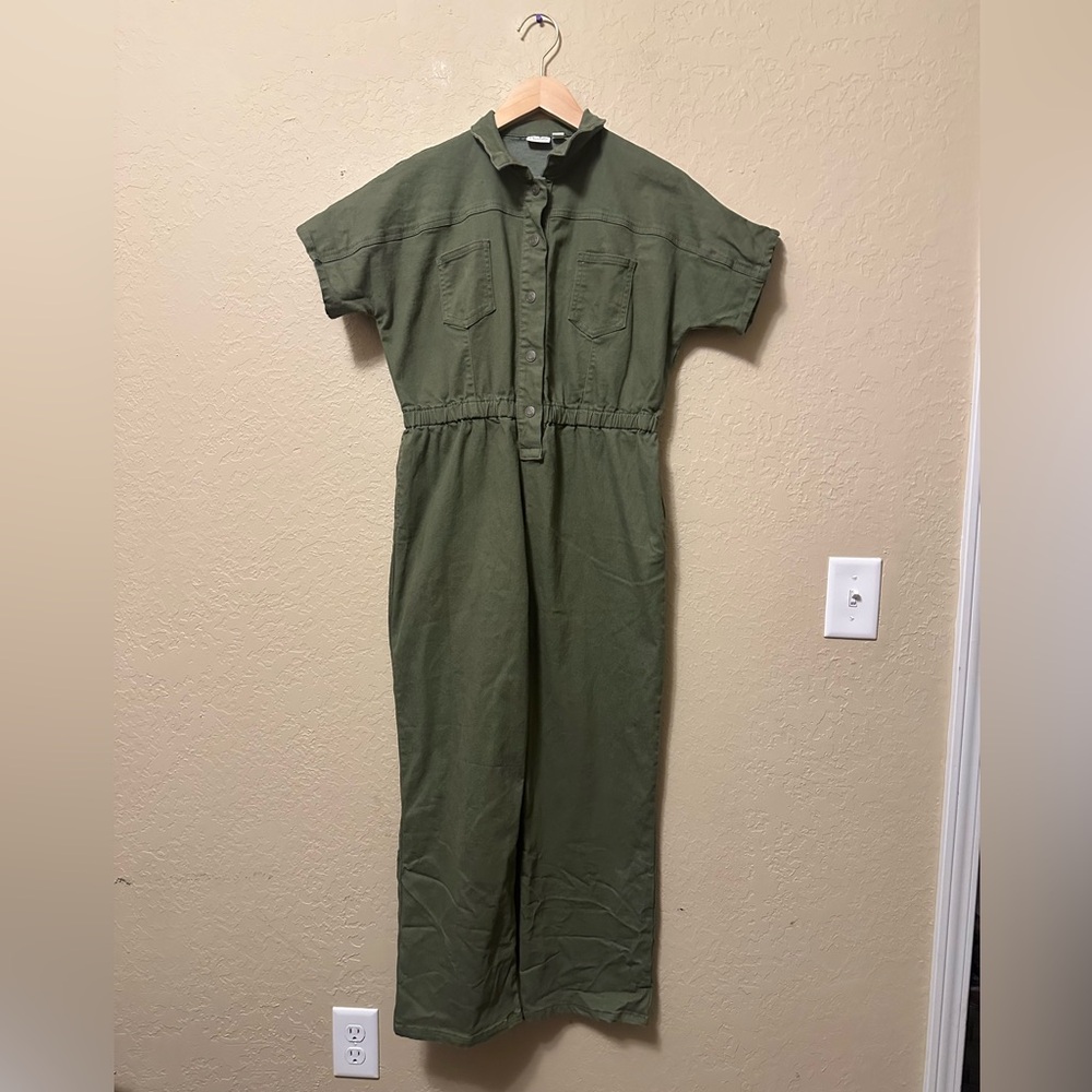 Vintage Charlotte By Cato Olive Green Jumpsuit Denim 
Nap button Sz XL (18) - Picture 2 of 7